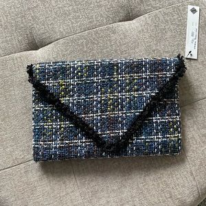 Sondra Roberts Squared crossbody tweed bag.